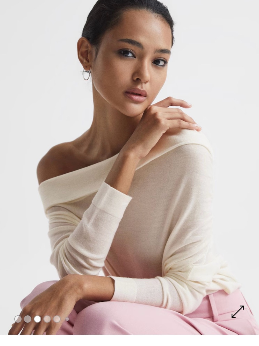 Reiss Off-Shoulder Cream Sweater